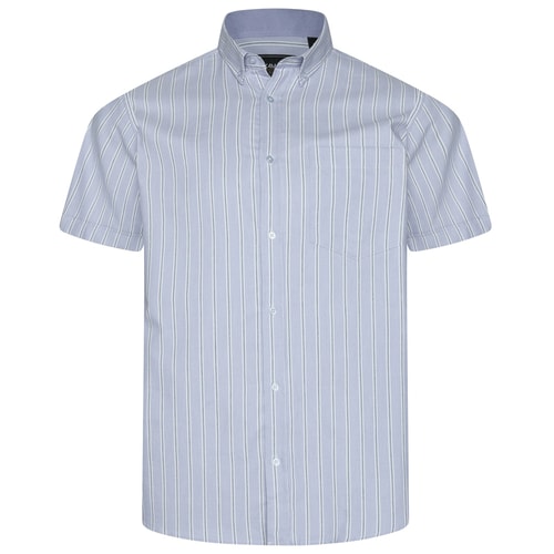 KAM Short Sleeve Casual Stripe Shirt Blue